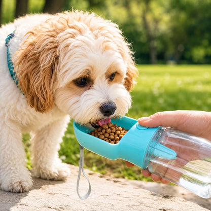 Ortekor Portable 2-in-1 Pet Water & Food Bottle – Keep Dogs Hydrated & Fed on Walks, Hiking, or Travel