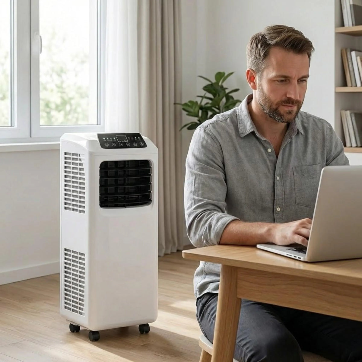 Portable Air Conditioner 9000 BTU with Dehumidifier Function Remote Included 250 Sq Ft Coverage Rolling AC Unit for Bedroom Office Dorm