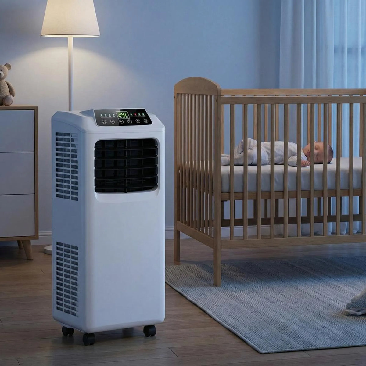 Portable Air Conditioner 9000 BTU with Dehumidifier Function Remote Included 250 Sq Ft Coverage Rolling AC Unit for Bedroom Office Dorm