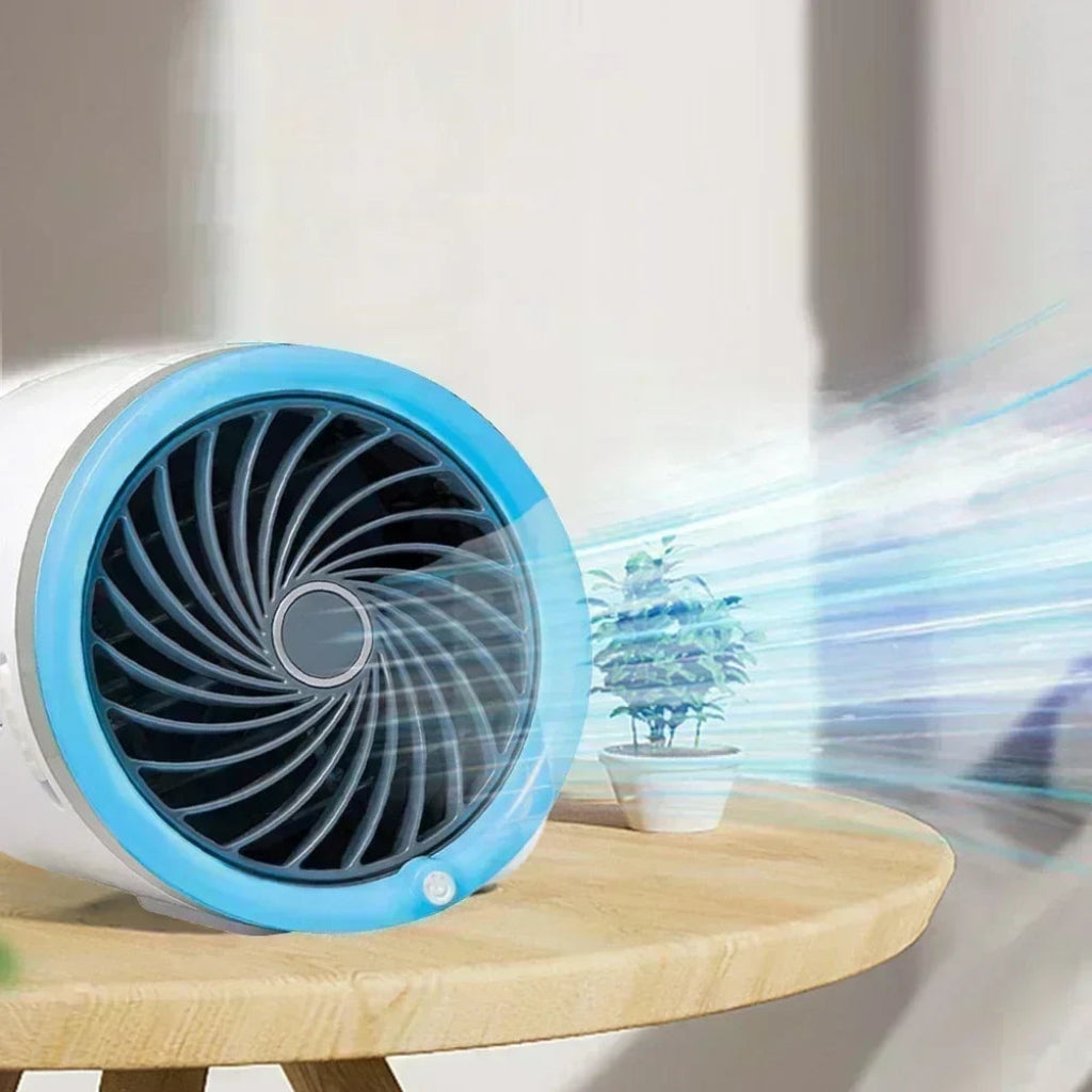 Portable Air Circulation Fan with LED Lights & Reusable Ice Packs for Enhanced Cooling