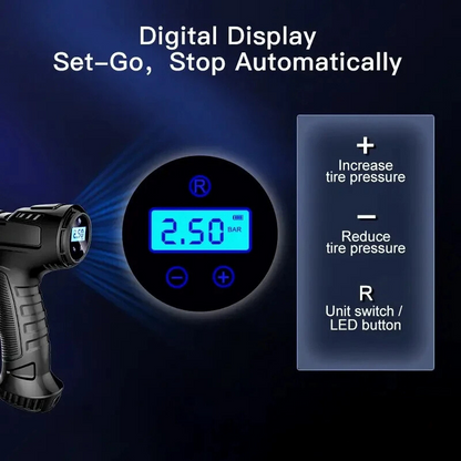 Portable Air Compressor | 120W Handheld Tire Inflator with Smart Auto-Stop Feature | Compact Design for Effortless Inflation