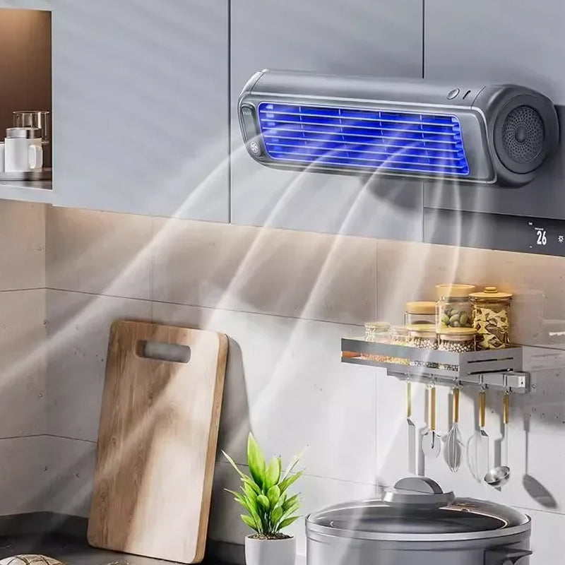 Rechargeable Personal Cooling Fan Wall-Mountable Bladeless Mini AC Cooler for Home Office Desk Bedroom Small Spaces 12-Hour Battery