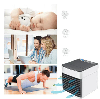 Enfriador de aire portátil | Ventilador enfriador evaporativo 3 en 1 con luz LED | Diseño ligero para aire fresco y comodidad