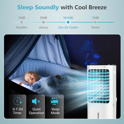 Enfriadores de aire portátiles 4 en 1, enfriador evaporativo con tanque de agua de 12 L, ventilador de enfriamiento y humidificador con control remoto, enfriador de ambiente