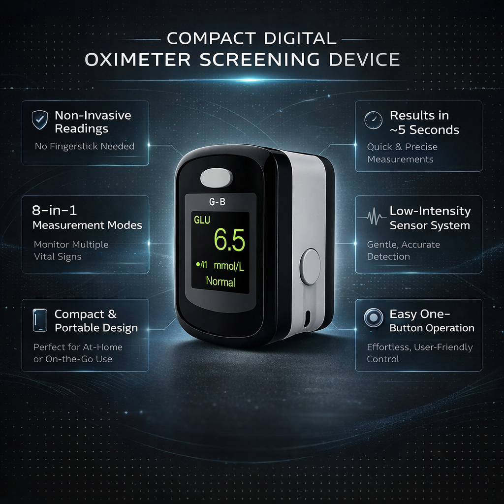 Oxímetro digital portátil | Monitor compacto de oxígeno en sangre con lecturas rápidas | Ideal para el control de la salud en el hogar y durante los viajes