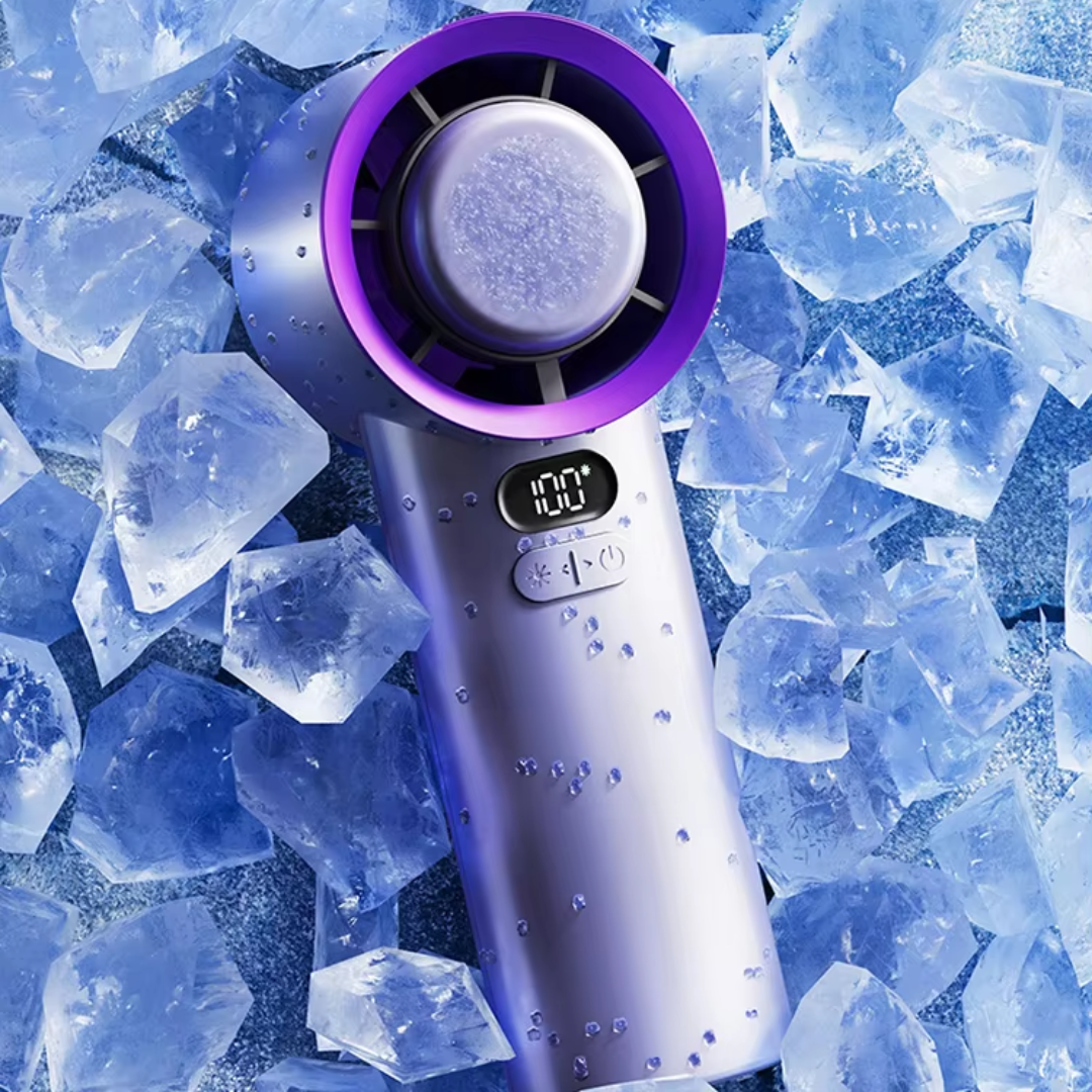 Handheld Fan Rechargeable, Bladeless Cooling Fan with Adjustable Airflow, Portable Hand Fan for Travel