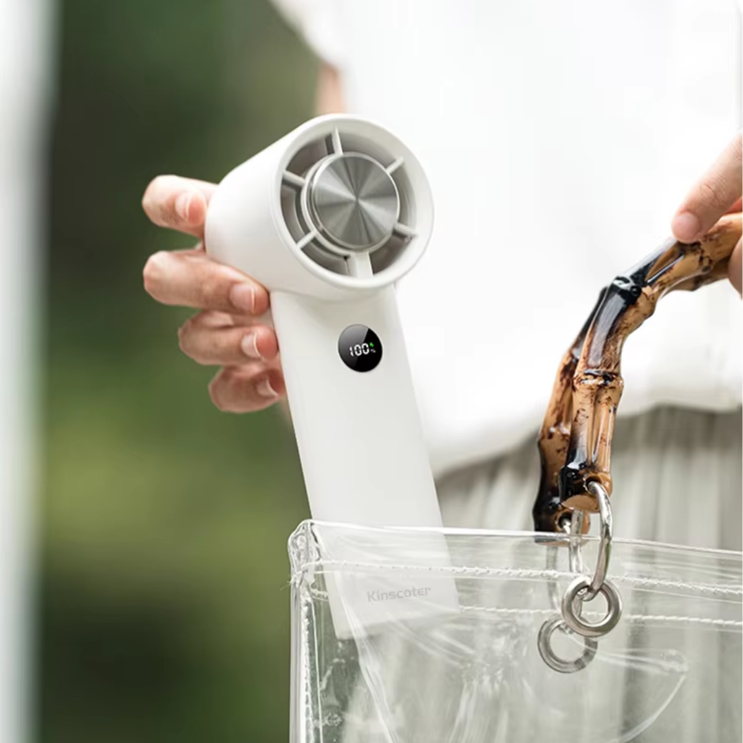 Handheld Fan Rechargeable, Bladeless Cooling Fan with Adjustable Airflow, Portable Hand Fan for Travel