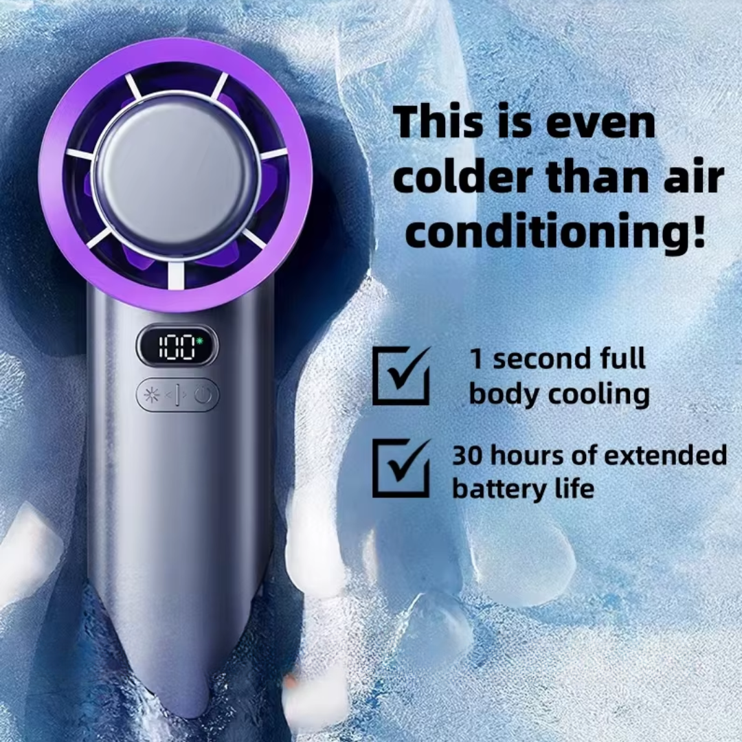 Handheld Fan Rechargeable, Bladeless Cooling Fan with Adjustable Airflow, Portable Hand Fan for Travel