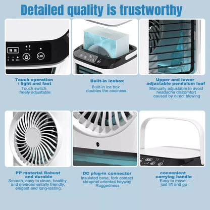 Portable Mini Air Conditioner, USB Evaporative Air Cooler for Desk, Quiet Small Air Conditioner for Bedroom