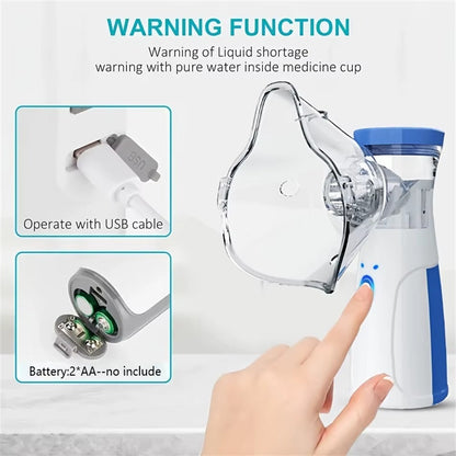Portable Asthma Nebulizer | Rechargeable Mesh Nebulizer Machine with Quiet Operation | Handheld Nebulizer for Home & Travel