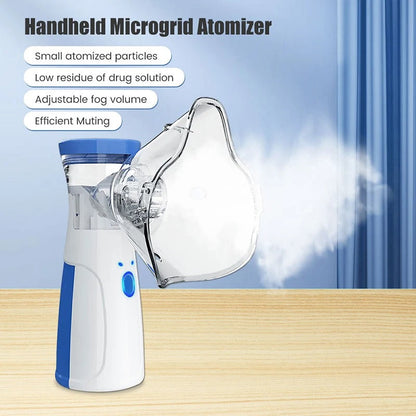 Handheld Mesh Inhalation Device Rechargeable USB Battery Powered Whisper Quiet Compact Travel Respiratory Therapy Machine for Adults Kids