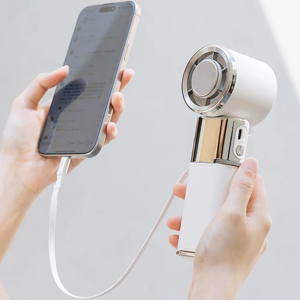 Ventilador de cuello portátil con batería externa y velocidad ajustable para una comodidad máxima | Enfriamiento manos libres para alivio dondequiera que vayas