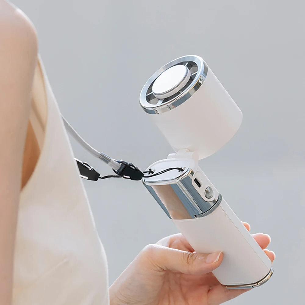 Ventilador de cuello portátil con batería externa y velocidad ajustable para una comodidad máxima | Enfriamiento manos libres para alivio dondequiera que vayas