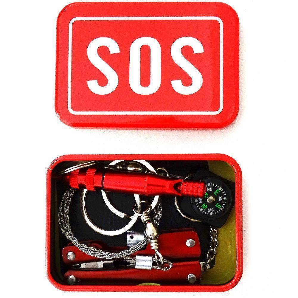 Portable SOS Survival Kit | Emergency Preparedness Tools in Compact Metal Box for Roadside Safety