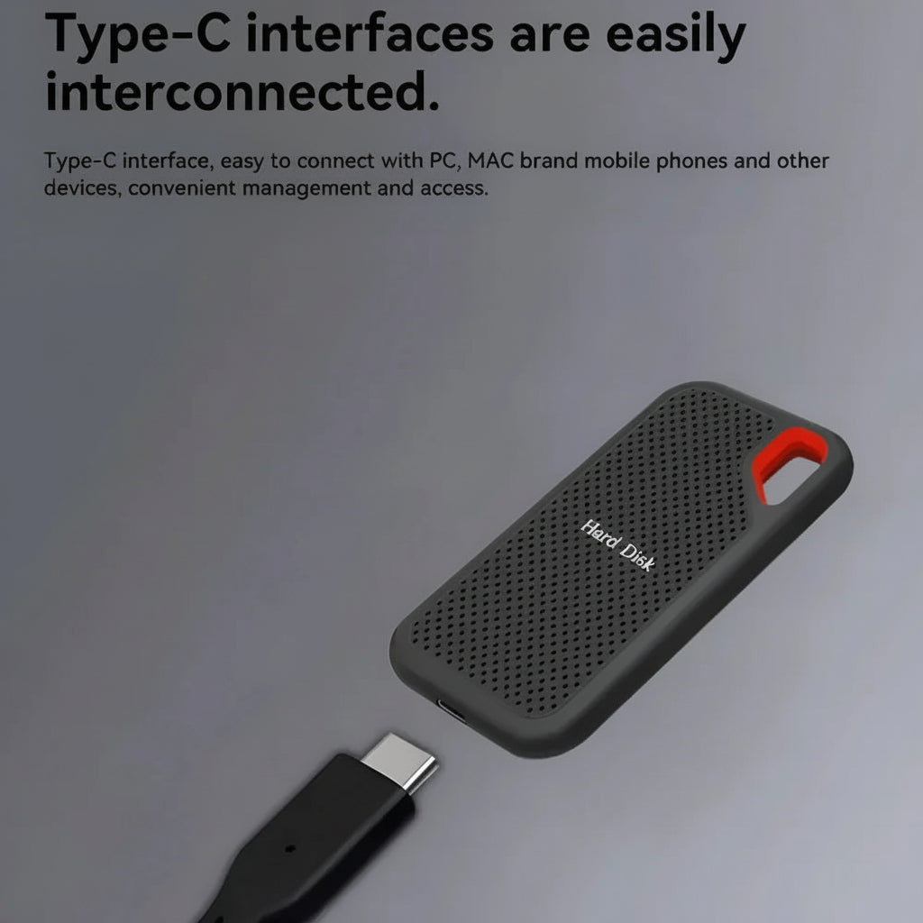 USB-C Solid-State Drive – Aluminum External Storage for Laptops, Gaming & Backup | Shock-Resistant Portable SSD
