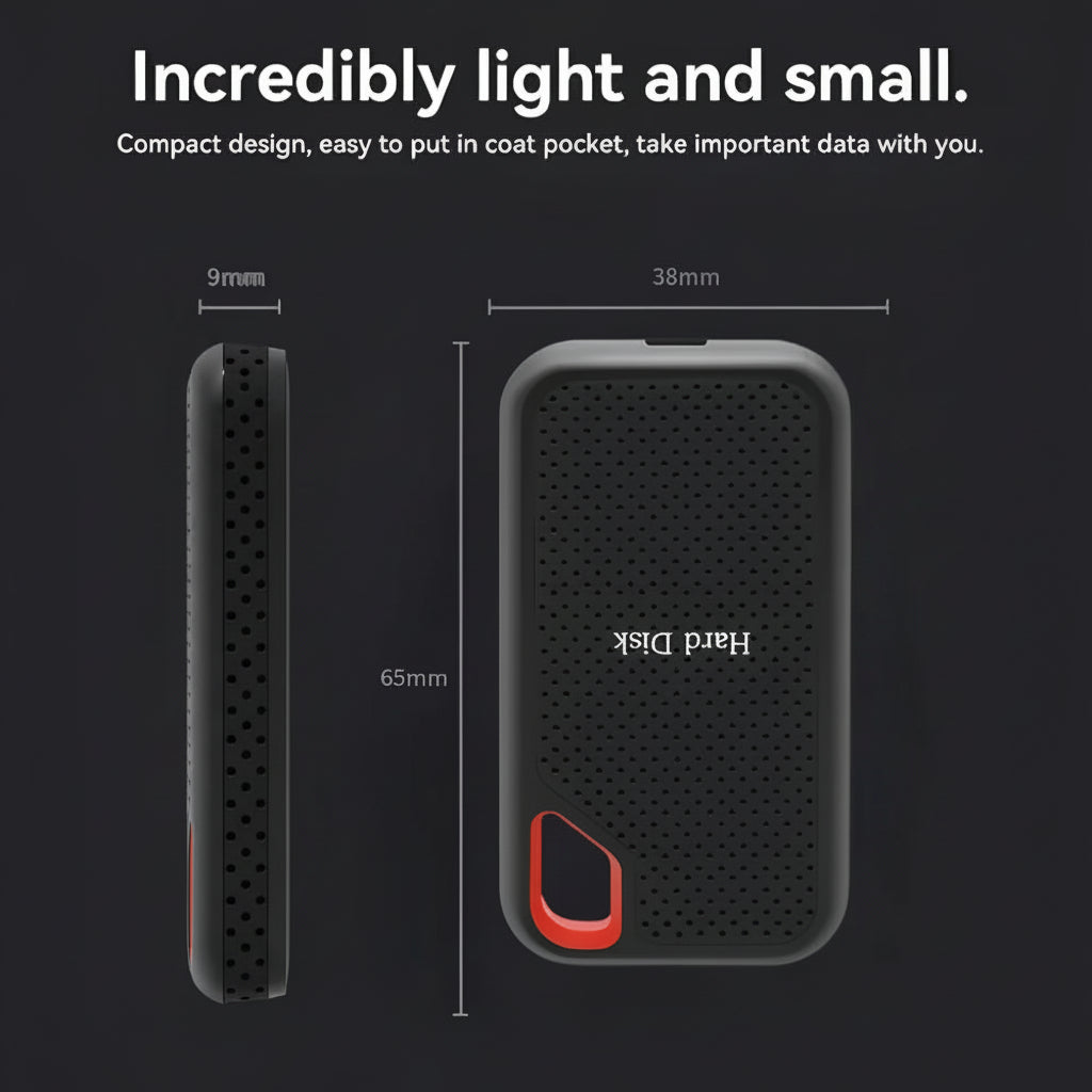 Portable SSD External Hard Drive with High-Speed USB-C | Compact Design for Fast Data Transfer