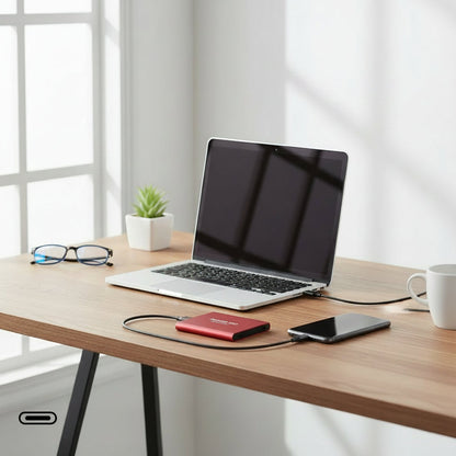 External Solid-State Drive 128TB USB-C Portable Flash Storage for Laptop PC Mac Backup Travel Work Photo Video Files Fast Transfer