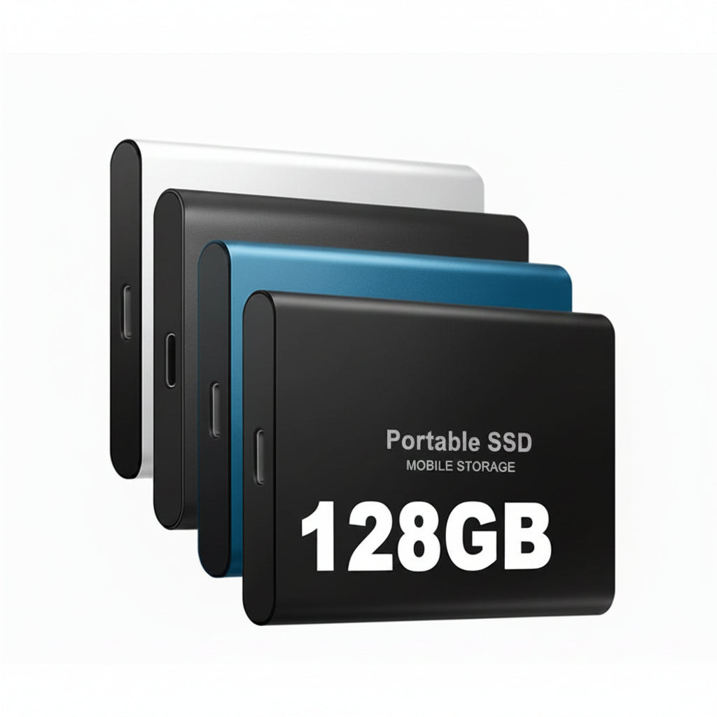 Portable SSD 128GB External Hard Drive USB C, Small External SSD for Laptop and PC with Aluminum Casing, Portable Hard Drive