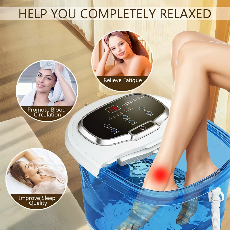 Heated Foot Spa with Motorized Rollers, Water Jets & Red Light Therapy for Home Relaxation
