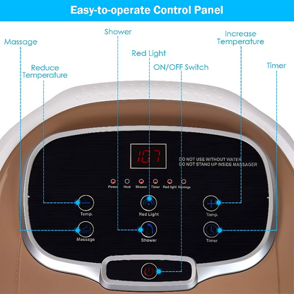 Heated Foot Spa with Motorized Rollers, Water Jets & Red Light Therapy for Home Relaxation