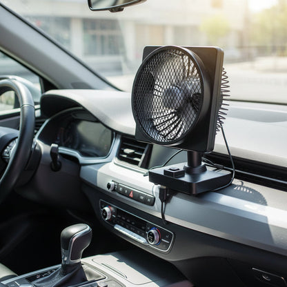 Ventilador USB portátil para coche | Solución de refrigeración de 12V con dirección ajustable en 360° para una conducción cómoda