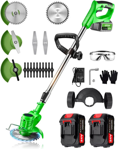Electric Weed Eater, Electric Weed Wacker, Lawn Edger, Battery Powered Grass Cutter, Telescopic Battery Weed Trimmer