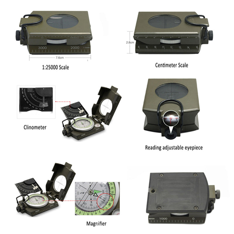 Precision Navigation Compass | Multi-Purpose Tool with Adjustable Sighting Lens | Durable & Waterproof for Outdoor Adventures