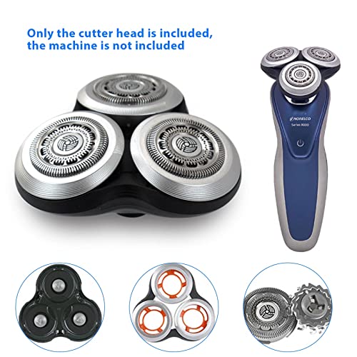 Replacement Rotary Blade Cartridge Compatible with Select Electric Shavers – Silver 3-Head Assembly for Men's Grooming