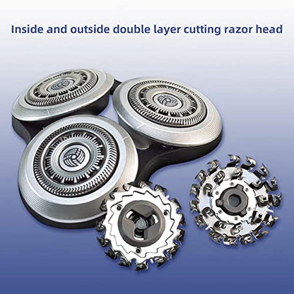 Replacement Rotary Blade Cartridge Compatible with Select Electric Shavers – Silver 3-Head Assembly for Men's Grooming