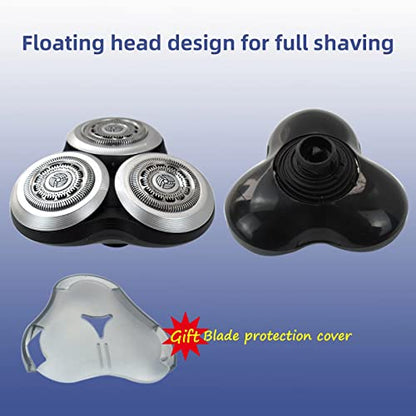 Replacement Rotary Blade Cartridge Compatible with Select Electric Shavers – Silver 3-Head Assembly for Men's Grooming