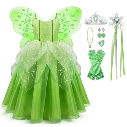 Encantador conjunto de disfraz de princesa de hadas para niñas con accesorios | Vestuario mágico para Halloween y eventos especiales
