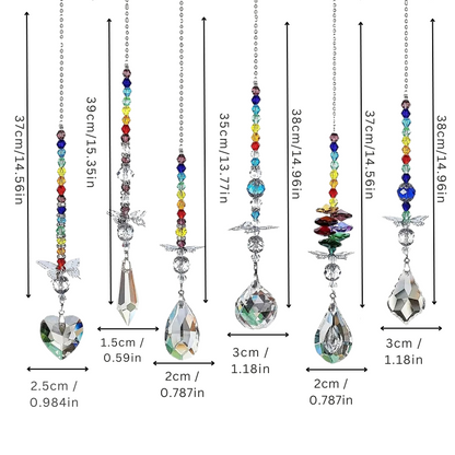 Crystal Rainbow Suncatcher with Butterfly Accents – Set of 6 Window Prism Ornaments for Light Display & Home Decor – Indoor Outdoor
