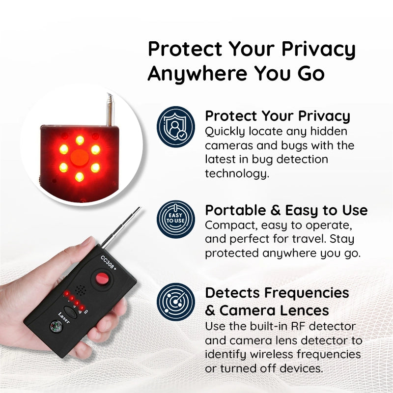 Privacy Guardian | RF Bug Detector for Hidden Cameras with Advanced Technology | Essential Tool for Personal Privacy Protection