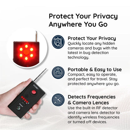 Privacy Guardian | RF Bug Detector for Hidden Cameras with Advanced Technology | Essential Tool for Personal Privacy Protection