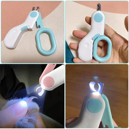 Illuminated Pet Claw Trimmer with LED Light for Dogs and Cats Stainless Steel Blades Safe Grooming at Home Animal Nail Care Tool 4.1 Inches