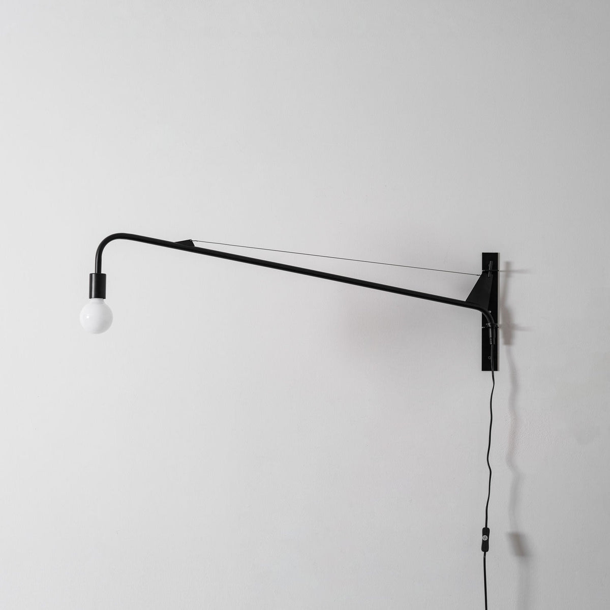 Adjustable Swing Arm Wall Sconce Black Iron 43 in Reach Modern Task Light for Office Living Room Bedroom Workspace Reading Ambient Lighting