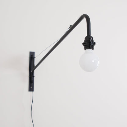 Adjustable Swing Arm Wall Sconce Black Iron 43 in Reach Modern Task Light for Office Living Room Bedroom Workspace Reading Ambient Lighting