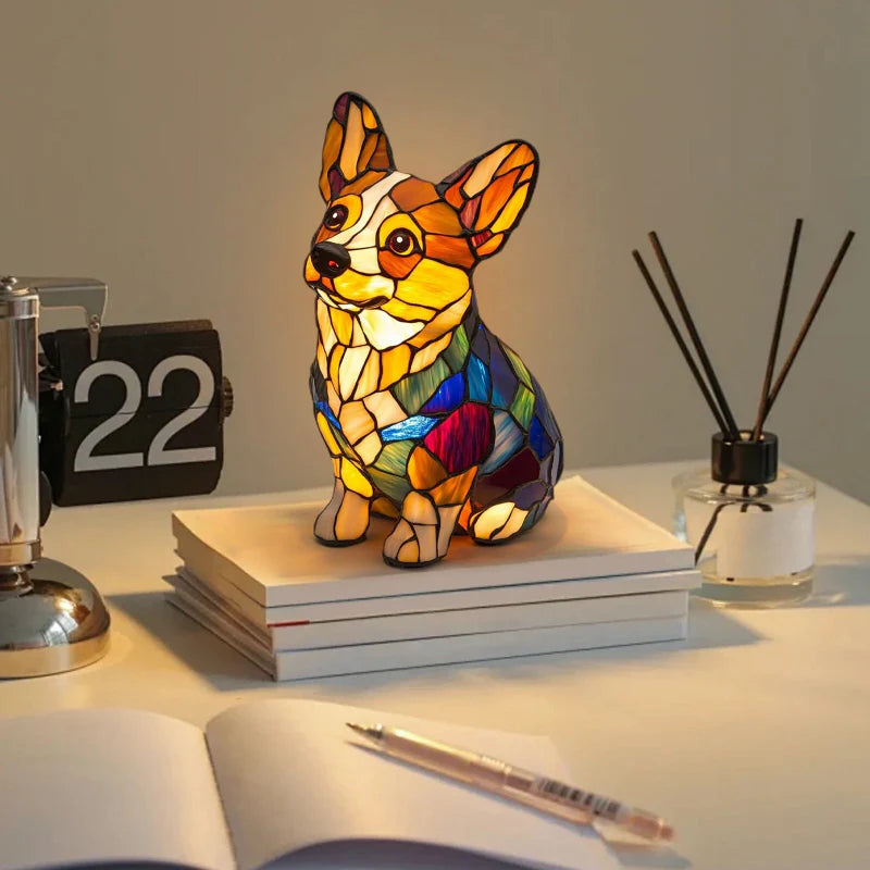 Arte de Cachorro | Lámpara de Escritorio LED con Iluminación Antideslumbrante y Diseño Único de Resina para un Ambiente Acogedor