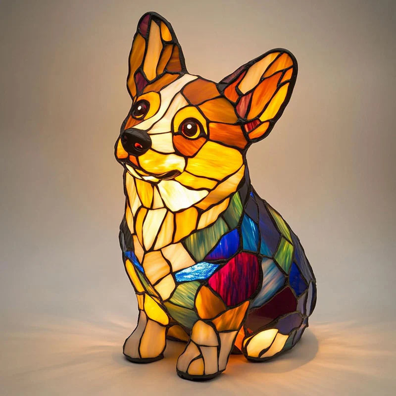 Arte de Cachorro | Lámpara de Escritorio LED con Iluminación Antideslumbrante y Diseño Único de Resina para un Ambiente Acogedor