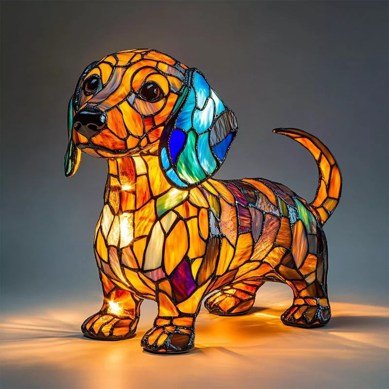 Arte de Cachorro | Lámpara de Escritorio LED con Iluminación Antideslumbrante y Diseño Único de Resina para un Ambiente Acogedor