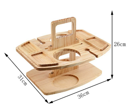 Portable Wooden Wine Table for Picnics – Holds Bottle, Glasses & Snacks for Outdoor Dining, Beach Trips, Garden Parties