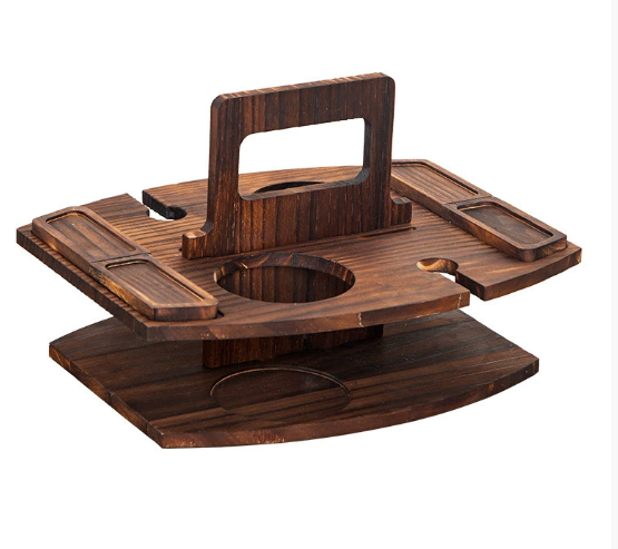 Portable Wooden Wine Table for Picnics – Holds Bottle, Glasses & Snacks for Outdoor Dining, Beach Trips, Garden Parties