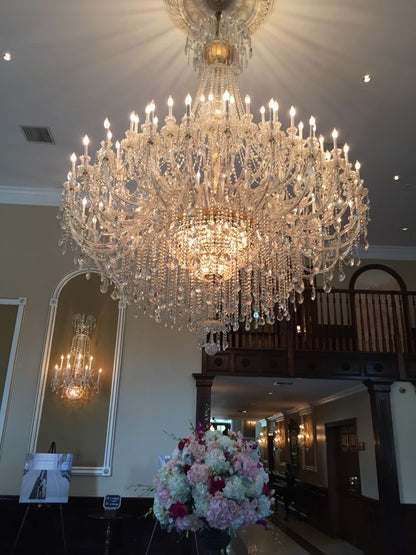 Grand Tiered Crystal Chandelier 35-90 Bulbs Dimmable LED Foyer Statement Lighting for High Ceilings Entryway Staircase Hotel Lobby