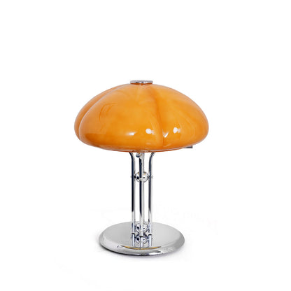 Retro Glass Globe Lamp Orange Accent Light with Push Switch for Bedroom Office Desk Nightstand Mid-Century Modern LED Tabletop Fixture