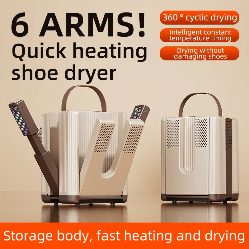 QuickDry | Six-Arm Electric Shoe Dryer with Rapid Heating Technology | Foldable Design for Convenient Use