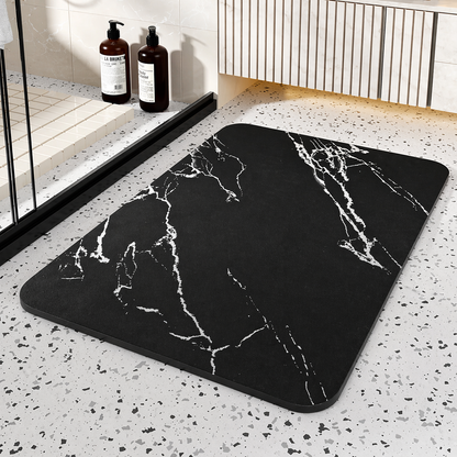 Quick Dry Diatom Stone Bath Mat with Non-Slip Base | Modern Marble Design for Moisture Control
