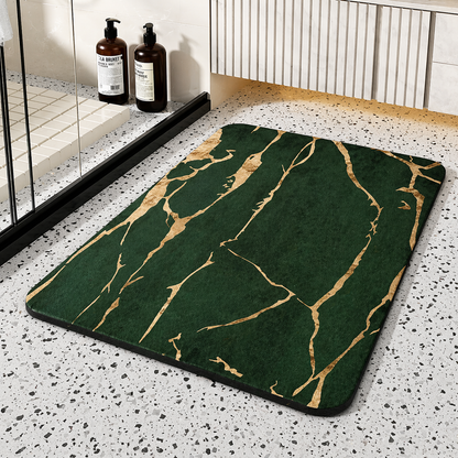 Quick Dry Diatom Stone Bath Mat with Non-Slip Base | Modern Marble Design for Moisture Control