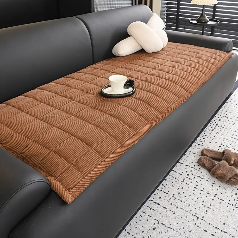 Quilted Furniture Throw Protector for Couch & Sofa – Slip-Resistant Microfiber – Gray, Beige, Brown, Green – Living Room
