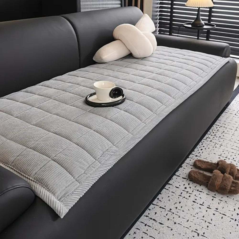 Quilted Furniture Throw Protector for Couch & Sofa – Slip-Resistant Microfiber – Gray, Beige, Brown, Green – Living Room