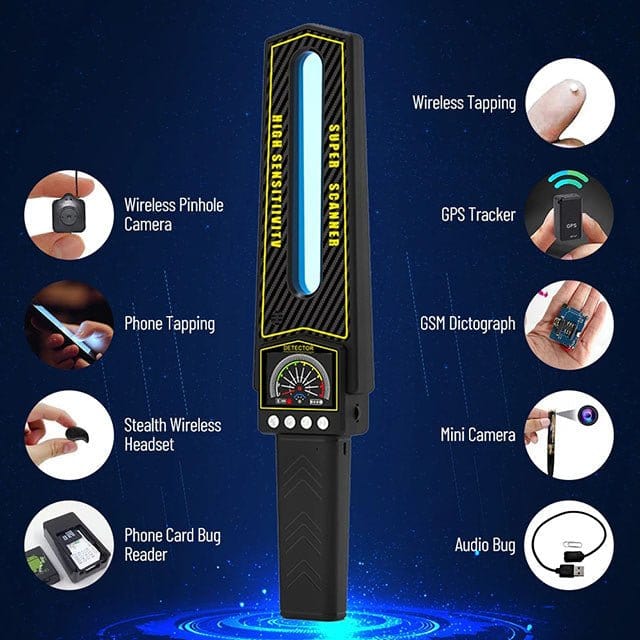RF Bug Detector | Portable Multi-Detection Scanner with LED Lens Scanner | GPS & Spy Camera Detection for Enhanced Privacy
